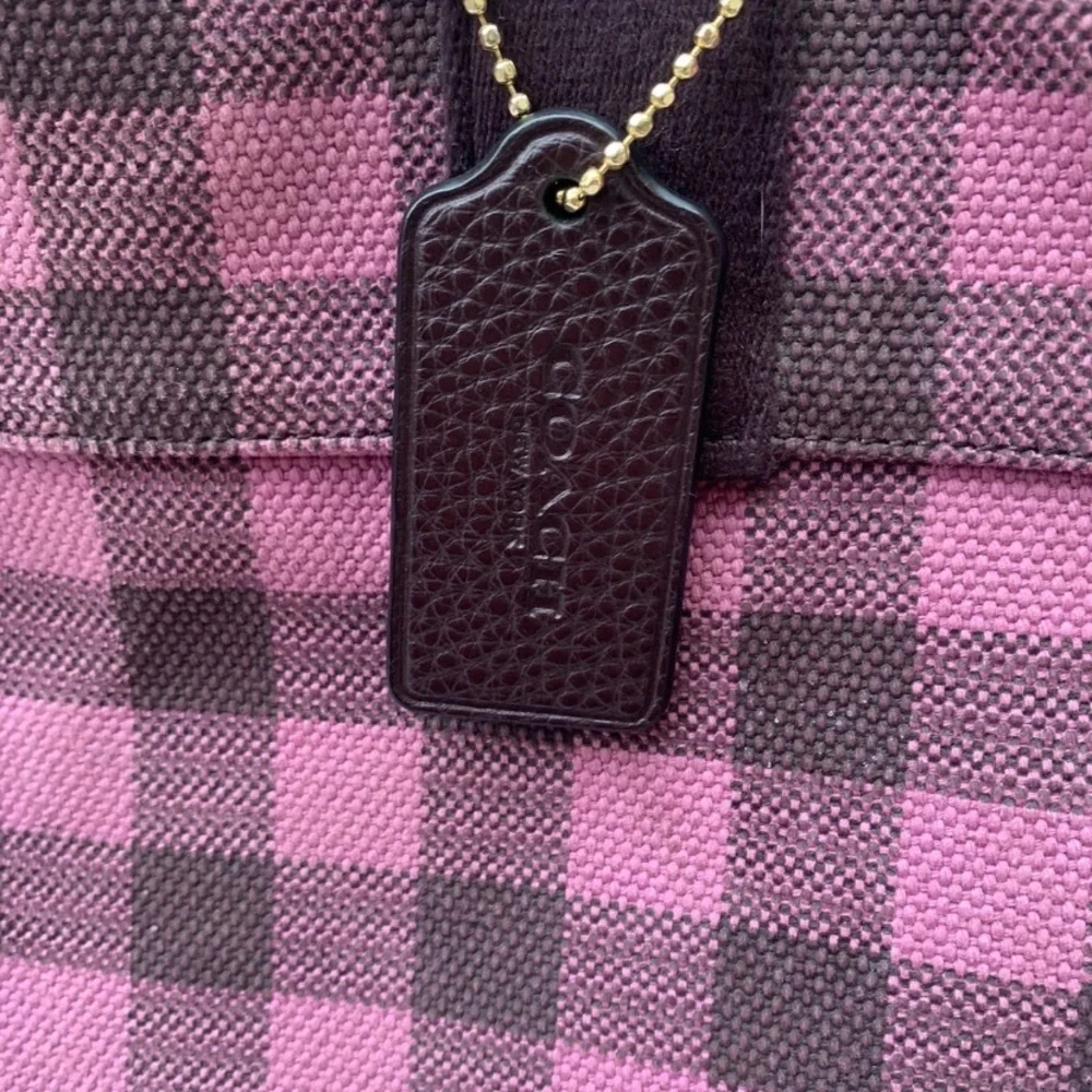 Coach Gingham Pink Tote Bag With Coach Leather Tag - Picture 2 of 14
